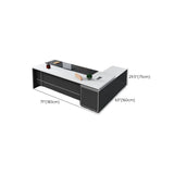 White Wood Cable Management L-Shaped Executive Desk Image - 10