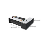 White Wood Cable Management L-Shaped Executive Desk Image - 12