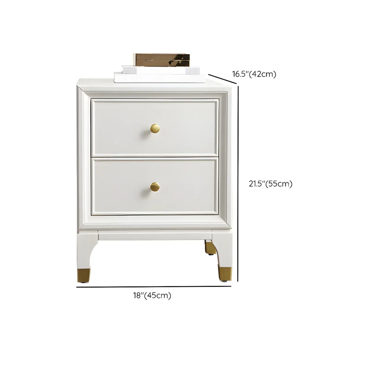 White Wood Drawer Kids Nightstand with Open Storage 