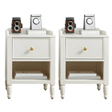 White Wood Drawer Kids Nightstand with Open Storage Image - 2