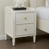 White Wood Drawer Kids Nightstand with Open Storage Image - 3