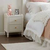 White Wood Drawer Kids Nightstand with Open Storage Image - 6