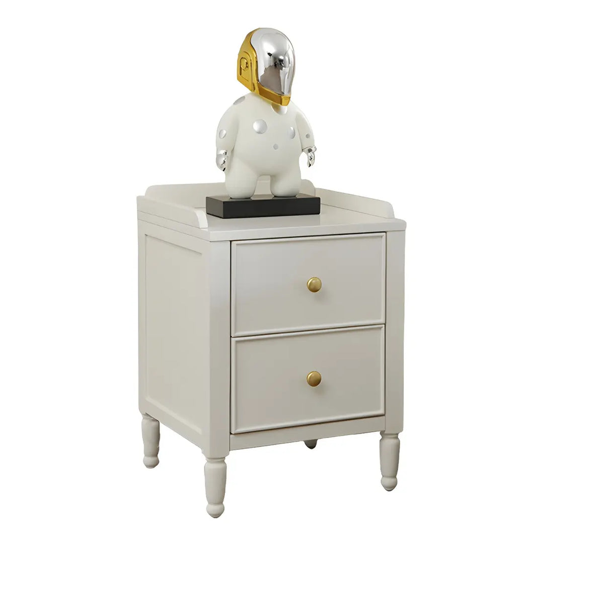White Wood Drawer Kids Nightstand with Open Storage Image - 7