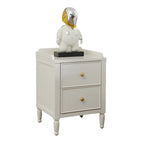 White Wood Drawer Kids Nightstand with Open Storage Image - 7