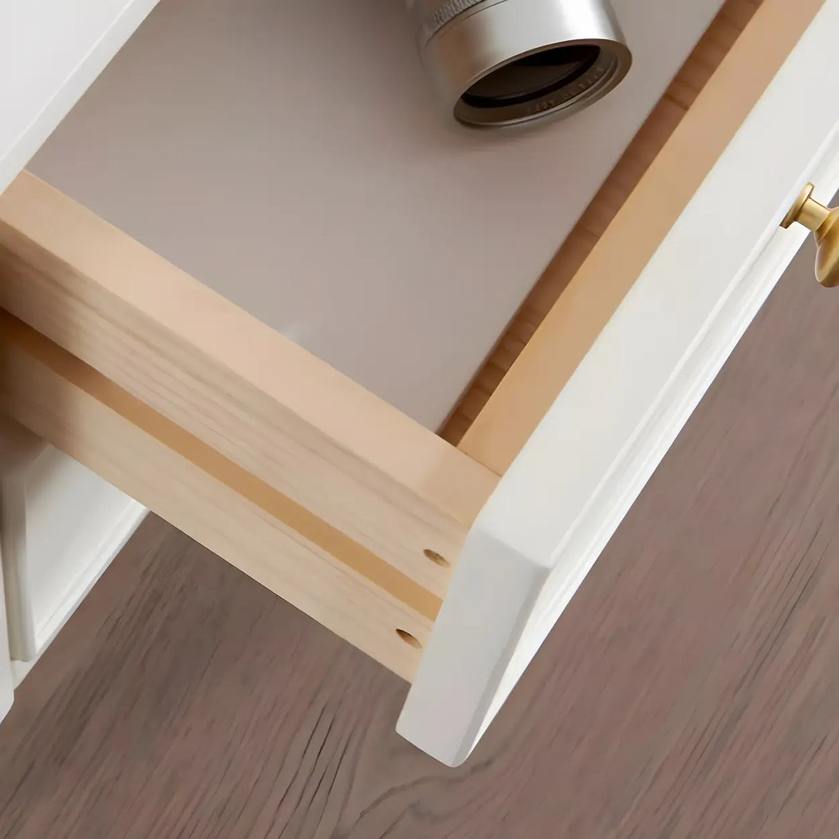 White Wood Drawer Kids Nightstand with Open Storage Image - 9