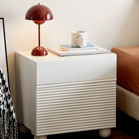 White Wood Drawer Storage Kids Nightstand with Legs Image - 1