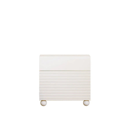 White Wood Drawer Storage Kids Nightstand with Legs Image - 2