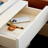 White Wood Drawer Storage Kids Nightstand with Legs Image - 7