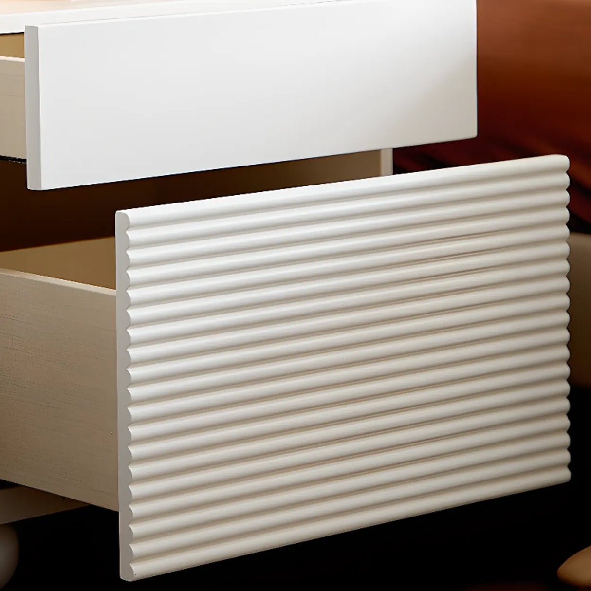 White Wood Drawer Storage Kids Nightstand with Legs Image - 8