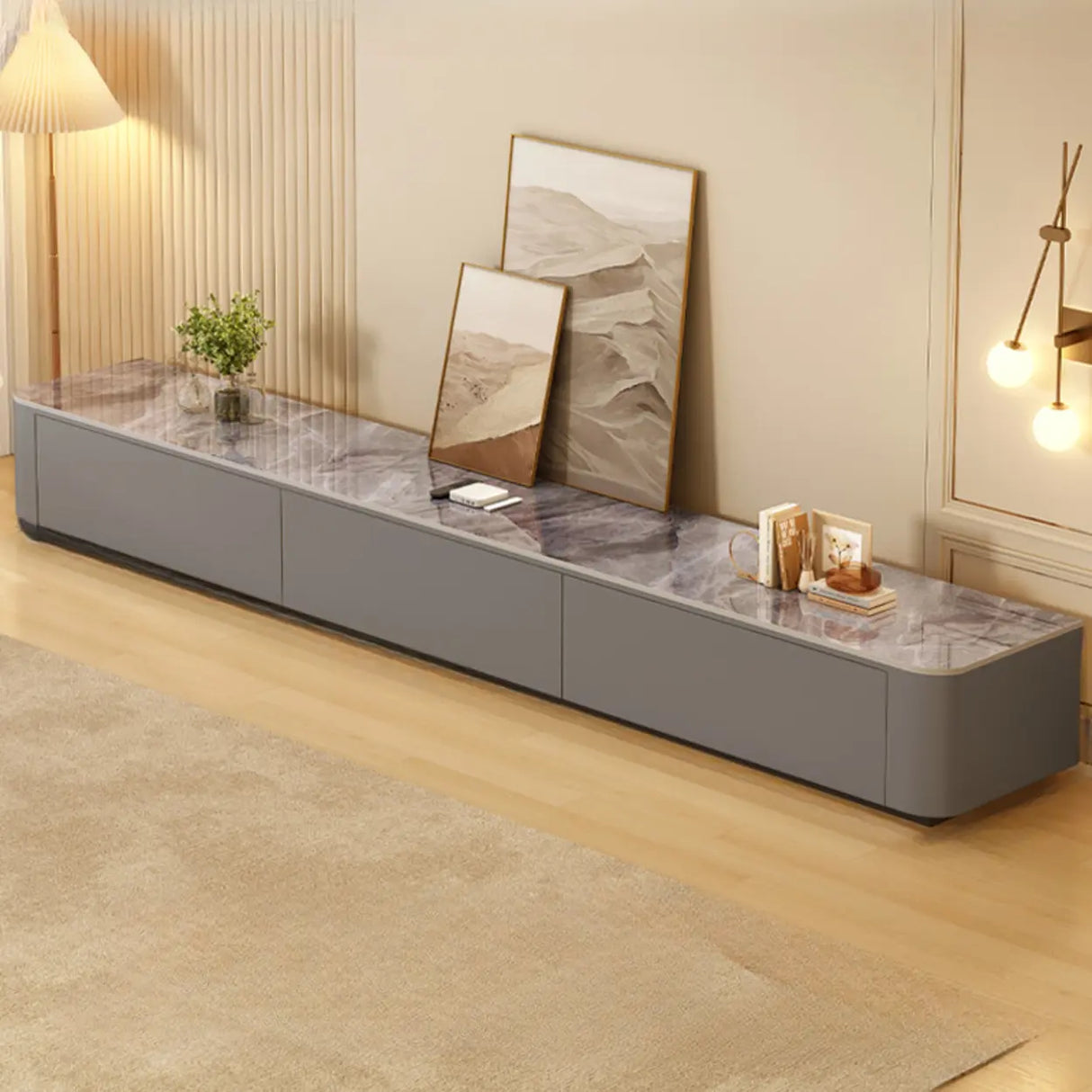 White Wood Drawers TV Stand with Cable Management Image - 19