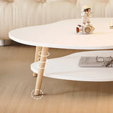 White Wood Free Form Shelf Coffee Table with Four Legs Image - 5