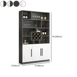 White Wood Freestanding Tall Stemware Rack Wine Cabinet Image - 24