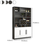 White Wood Freestanding Tall Stemware Rack Wine Cabinet Image - 27