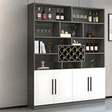 White Wood Freestanding Tall Stemware Rack Wine Cabinet Image - 7
