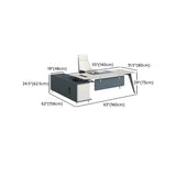 White Wood L-Shape Executive Desk with Cable Management #size