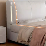 White Wood Leather Headboard Upholstered Queen Panel Bed Image - 6