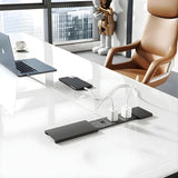 White Wood Long L-Shape Executive Desk with Storage Image - 8