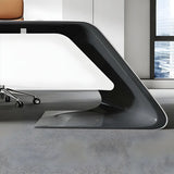 White Wood Long L-Shape Executive Desk with Storage Image - 9