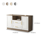 White Wood Open Storage Cabinet Rectangle TV Stand Image - 16