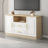 White Wood Open Storage Cabinet Rectangle TV Stand Image - 7