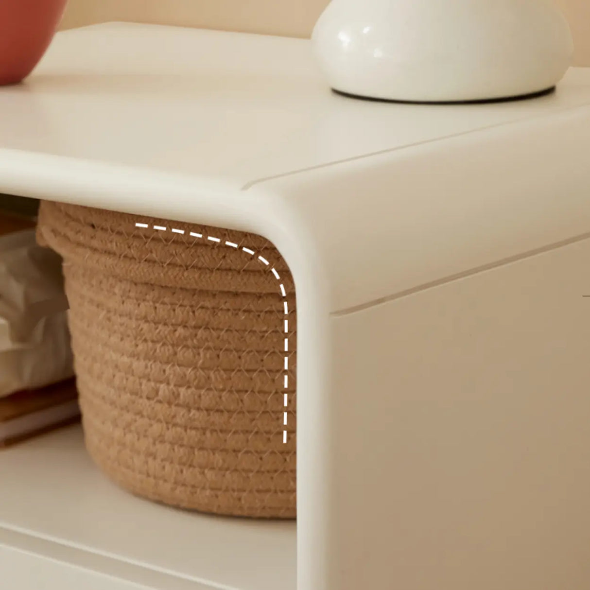 White Wood Open Storage Kids Nightstand with Drawer Image - 6