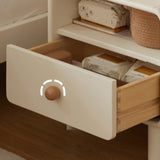 White Wood Open Storage Kids Nightstand with Drawer Image - 7