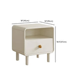 White Wood Open Storage Kids Nightstand with Drawer #size