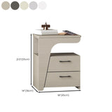 White Wood Open Storage Nightstand with 2 Drawers Shelf #size