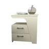 White Wood Open Storage Nightstand with 2 Drawers Shelf Image - 5