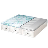 White Wood Queen Untufted Storage Tatami Bed with Drawers Image - 3