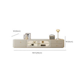White Wood Shelves Cabinet Drawers Rectangle TV Stand Image - 20