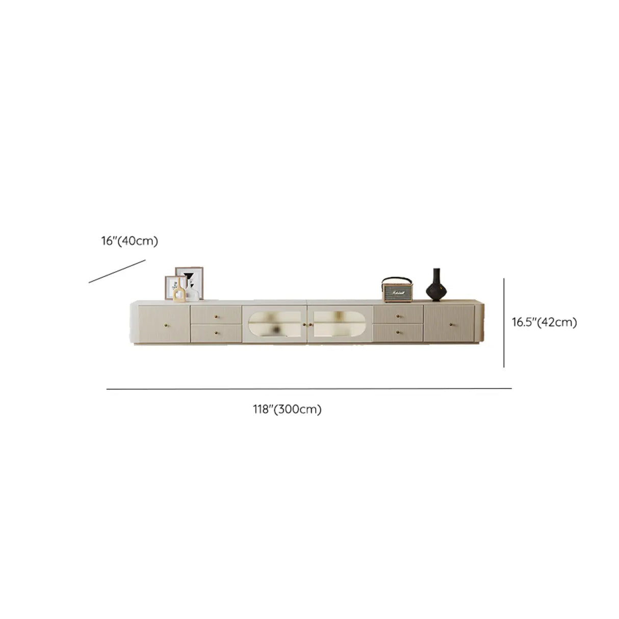 White Wood Shelves Cabinet Drawers Rectangle TV Stand Image - 28