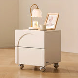 White Wood Short Height Kids Nightstand with Casters Image - 1