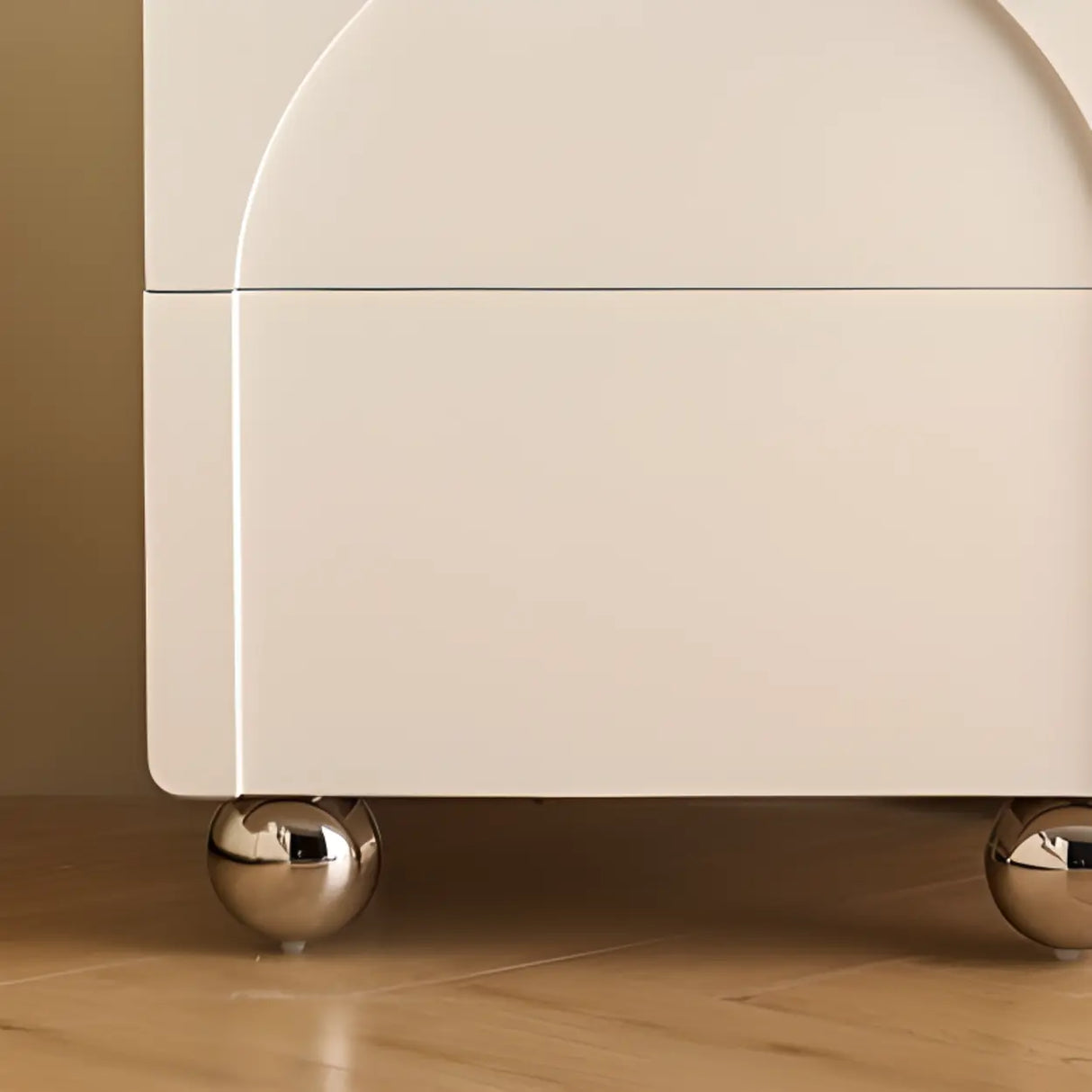 White Wood Short Height Kids Nightstand with Casters Image - 10