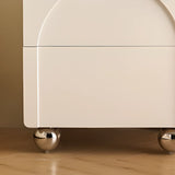 White Wood Short Height Kids Nightstand with Casters Image - 10