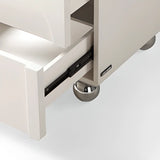 White Wood Short Height Kids Nightstand with Casters Image - 11