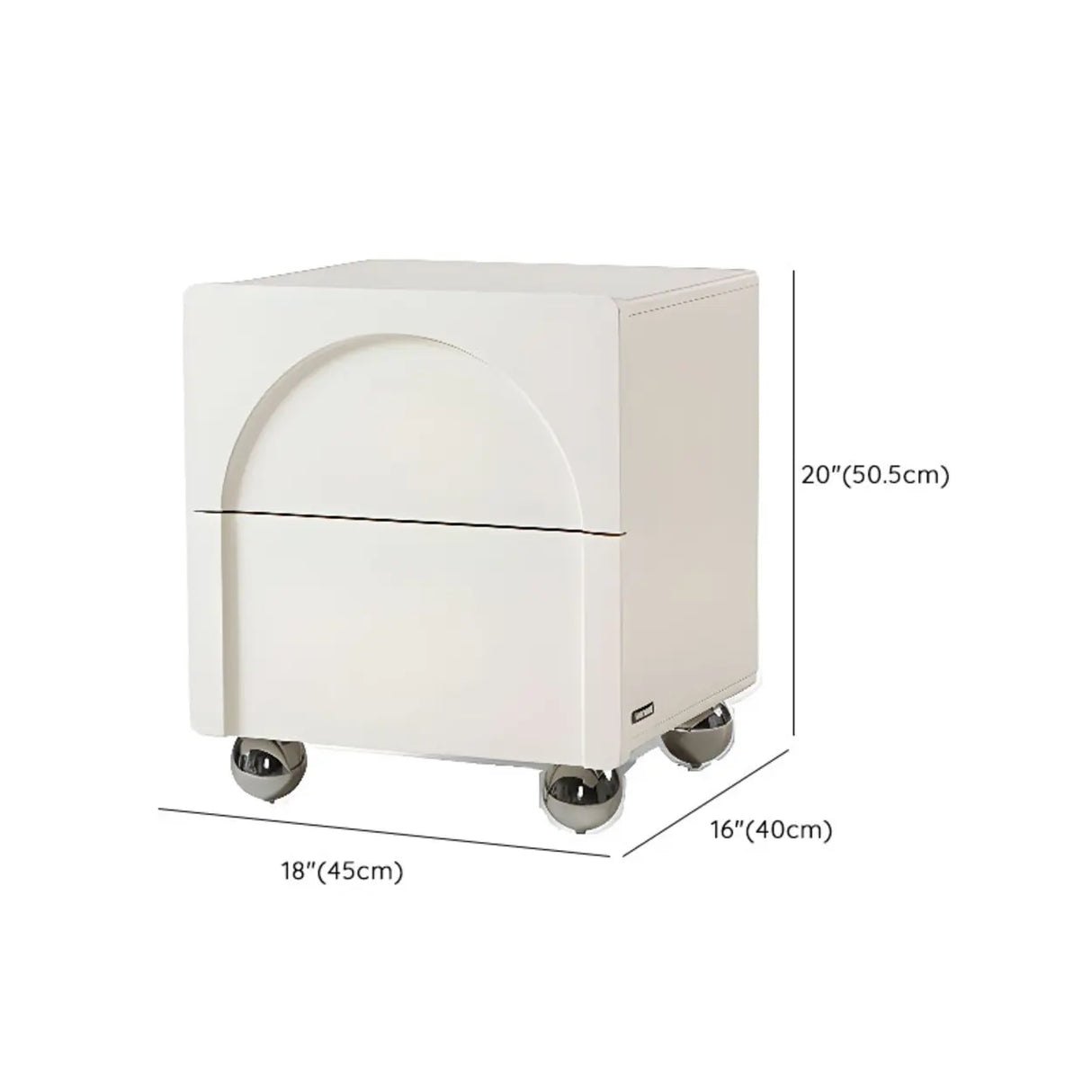 White Wood Short Height Kids Nightstand with Casters 