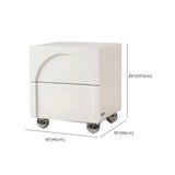 White Wood Short Height Kids Nightstand with Casters #size