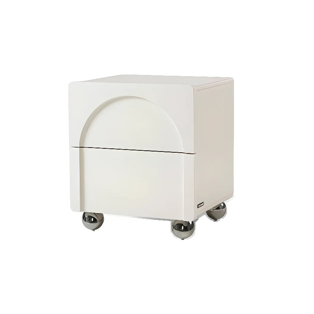 White Wood Short Height Kids Nightstand with Casters Image - 2