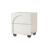 White Wood Short Height Kids Nightstand with Casters Image - 2