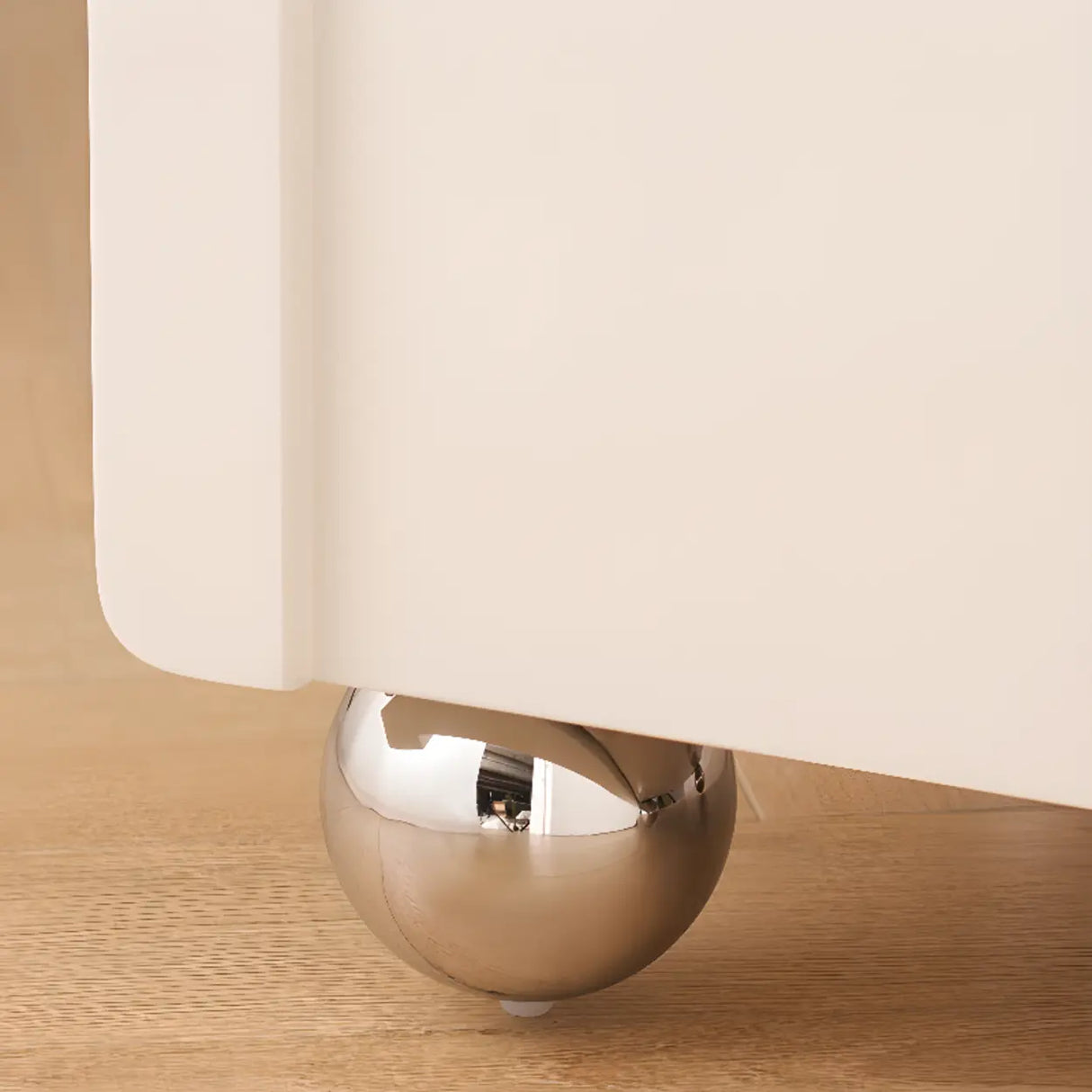 White Wood Short Height Kids Nightstand with Casters Image - 7