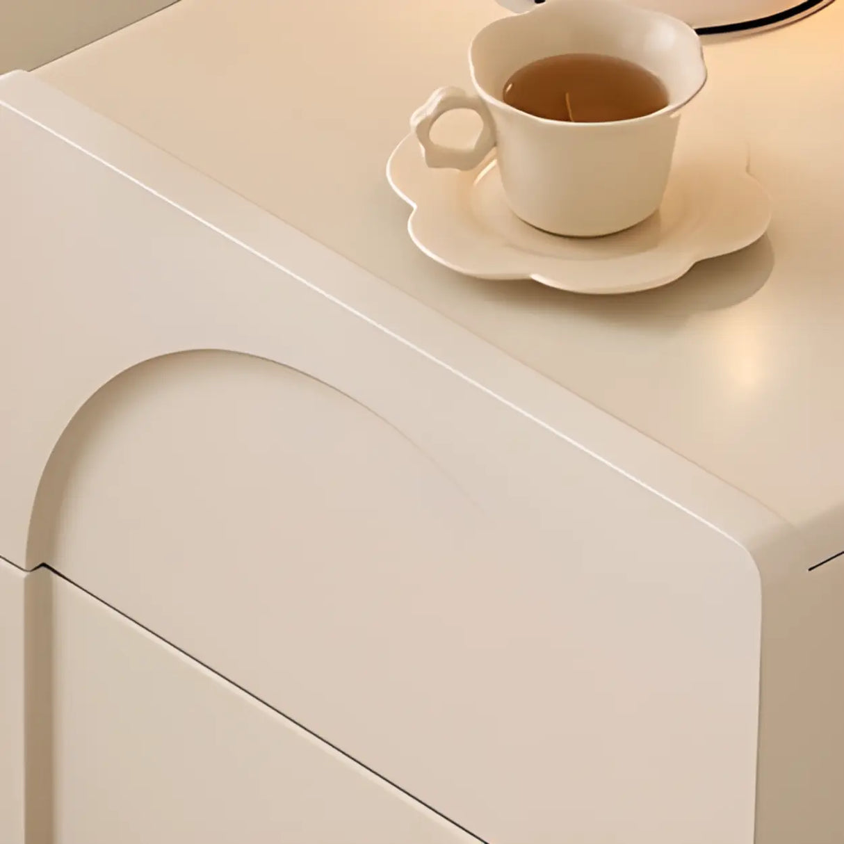 White Wood Short Height Kids Nightstand with Casters Image - 8