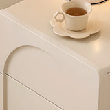 White Wood Short Height Kids Nightstand with Casters Image - 8