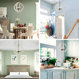 White Wood Small Candle Geometric Foyer Chandelier Image - 10