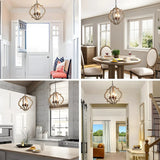 White Wood Small Candle Geometric Foyer Chandelier Image - 3