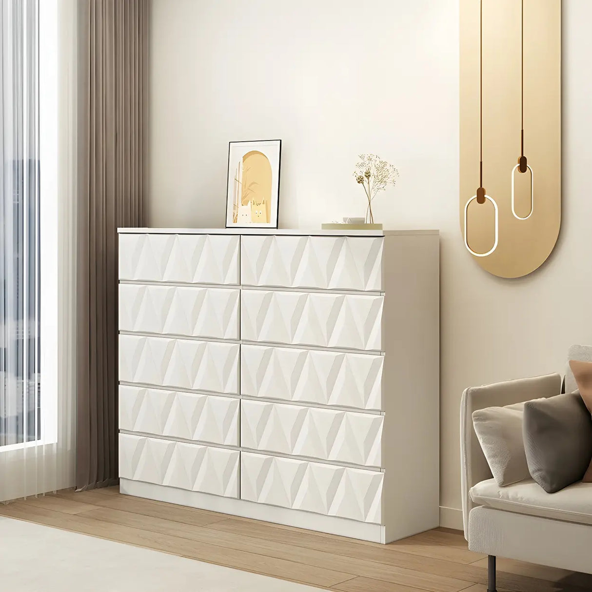 White Wood Soft-Close Drawers Dresser Chest Image - 1