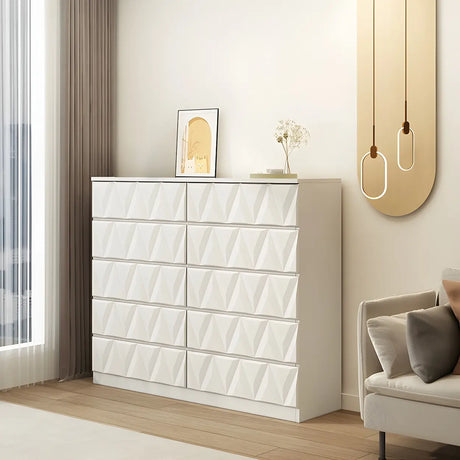 White Wood Soft-Close Drawers Dresser Chest Image - 1