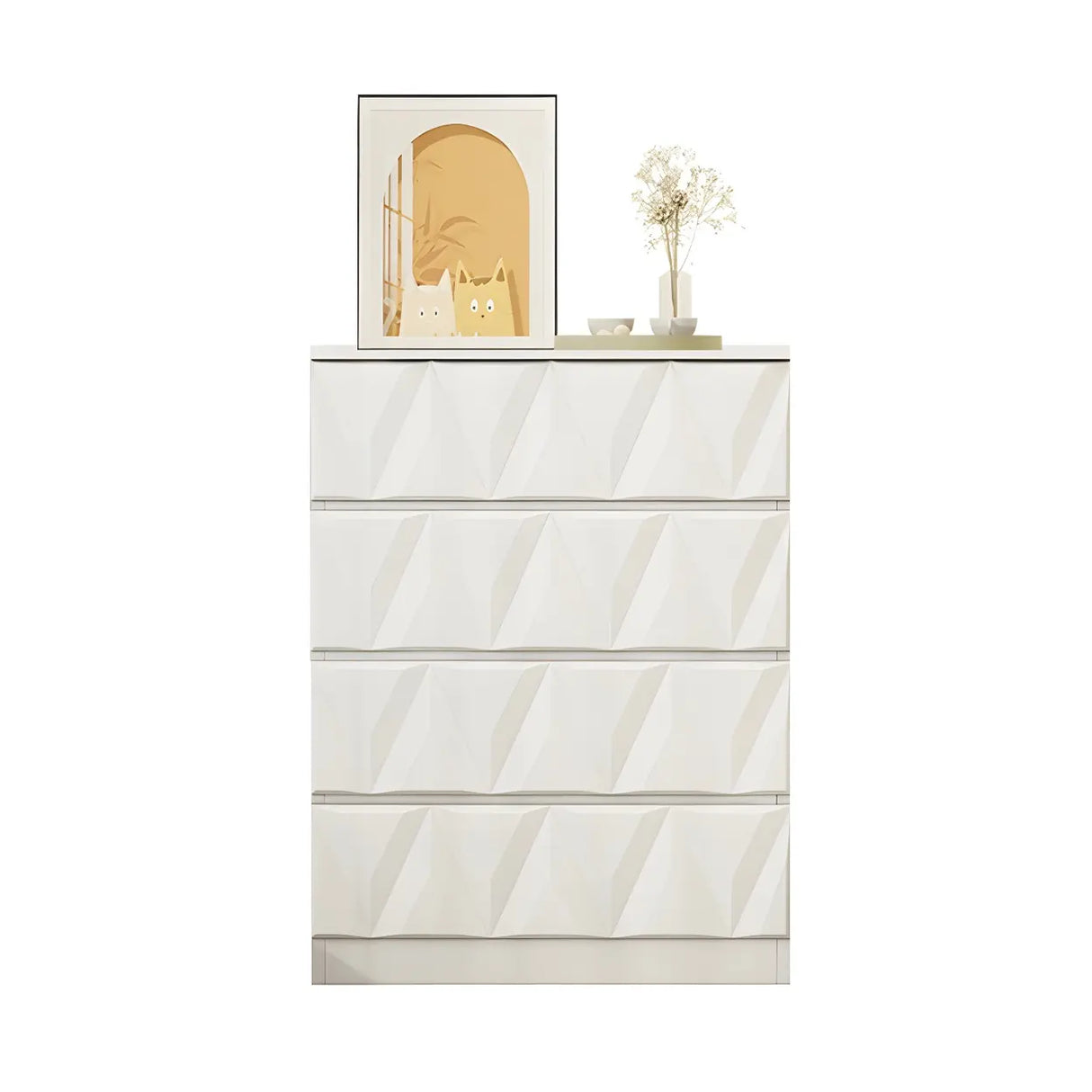 White Wood Soft-Close Drawers Dresser Chest Image - 3