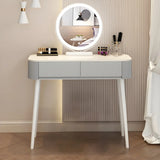 White Wood Standard Width Makeup Vanity with Drawers Image - 4