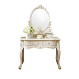 White Wood Standing Makeup Vanity with Drawers Mirror Image - 12
